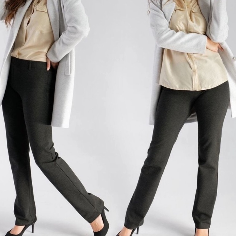Betabrand Pants Charcoal Large Straight Pull-on Bottoms Casual Work Yoga Career